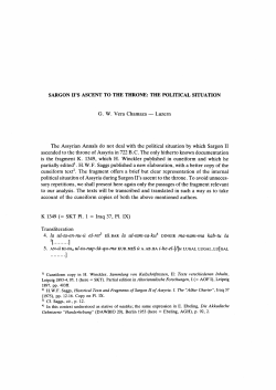 Sargon II`s Ascent to the Throne: the Political Situation.