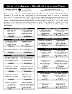 Science vs. Pseudoscience in CSD: A Checklist for
