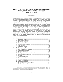 Corruption in the Energy Sector: Criminal Fines, Civil