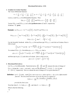 Directional Derivatives - (9.5) 1. Gradient of a Scalar Function: The