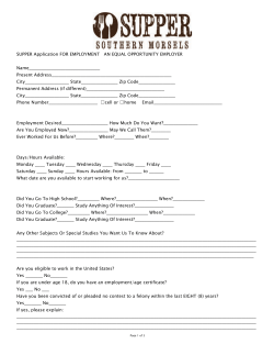 SUPPER Application FOR EMPLOYMENT AN EQUAL