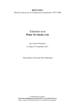 Entretien avec - Historical Archives of the European Union Database