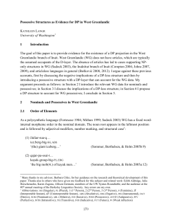 Possessive Structures as Evidence for DP in West Greenlandic