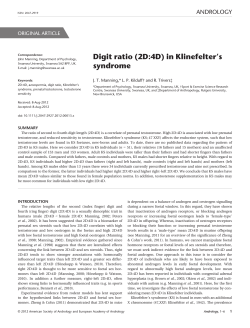 Digit ratio (2D:4D) in Klinefelter`s syndrome