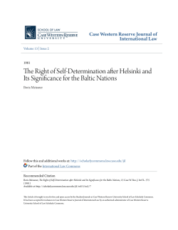 The Right of Self-Determination after Helsinki and Its Significance for