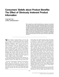 Consumers` Beliefs about Product Benefits
