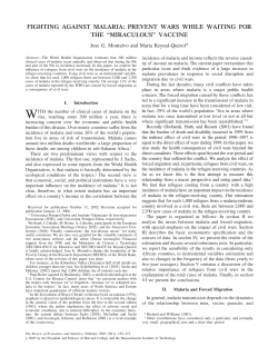 fighting against malaria: prevent wars while waiting for the