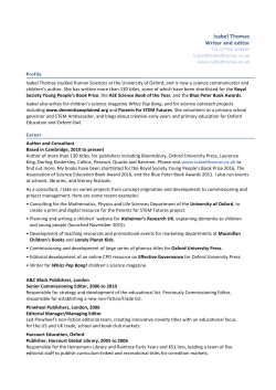 Isabel Thomas CV and Publications