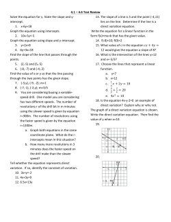 4.1 – 4.6 Test Review Solve the equation for y. State the slope