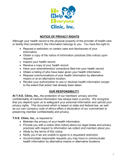 Privacy Notice - To Help Everyone Health and Wellness Centers