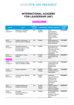 IAF Seminar Programme 2017 - International Academy for
