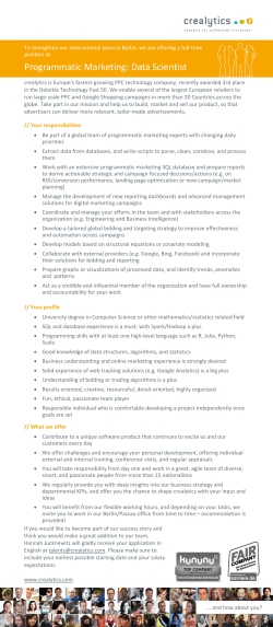 Programmatic Marketing: Data Scientist