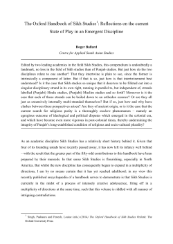The Oxford Handbook of Sikh Studies : Reflections on the
