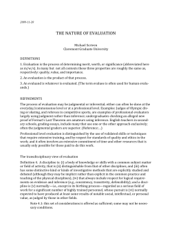 THE NATURE OF EVALUATION