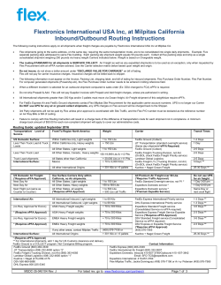 Flex Milpitas Inbound/Outbound Routing Instructions