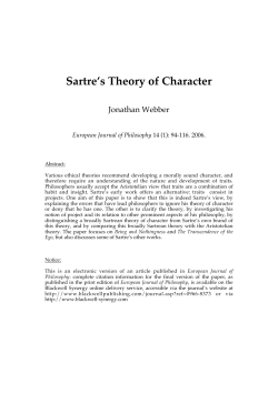 Sartre`s Theory of Character - The University of Sheffield