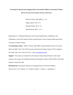 Screening for Speech and Language Delay in Preschool Children