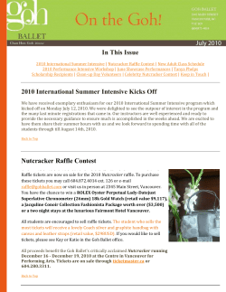 In This Issue 2010 International Summer Intensive Kicks Off