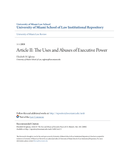 Article II: The Uses and Abuses of Executive Power