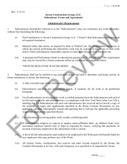 Jersen Construction Group Subcontract Terms and Agreements