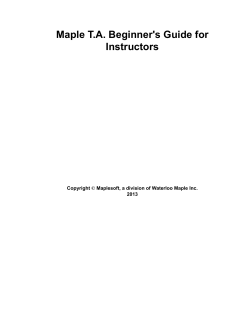 1 Maple TA Quick Start for Instructors