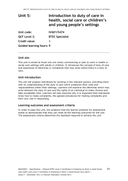 Unit 5: Introduction to duty of care in health, social care or