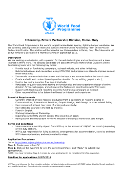 Internship, Private Partnership Division, Rome, Italy