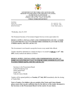 Invitation to Tender - Turks and Caicos Islands Government