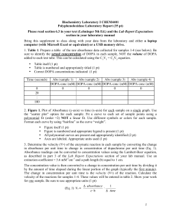 1 Biochemistry Laboratory I CHEM4401 Polyphenoloxidase