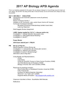 2017 AP Biology APSI Agenda