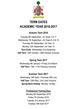 Term Dates 2016