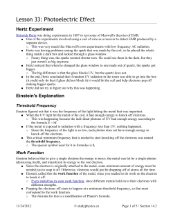Lesson 33: Photoelectric Effect