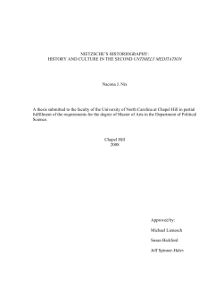 NIETZSCHE`S HISTORIOGRAPHY: HISTORY AND CULTURE IN