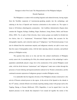The Marginalization of the Philippine Indigene Ricardo Pagulayan
