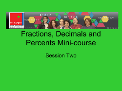 Fractions, Decimals and Percents Mini-course