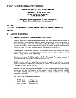 excerpt from academic collective agreement colleges of applied arts