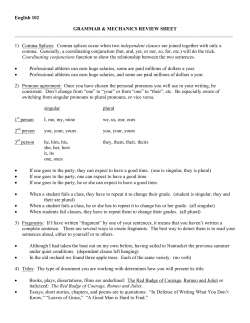 Grammar and Mechanics Review Sheet