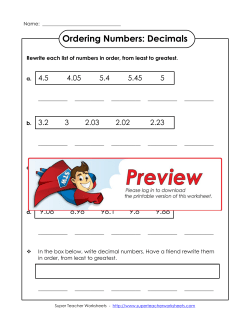 Ordering Numbers: Decimals