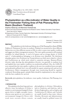 Phytoplankton as a Bio-indicator of Water Quality in the Freshwater