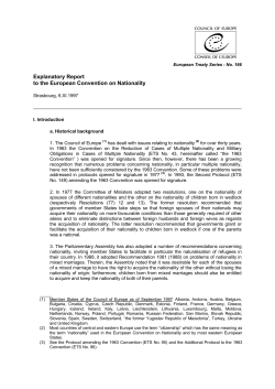 Explanatory Report to the European Convention on Nationality