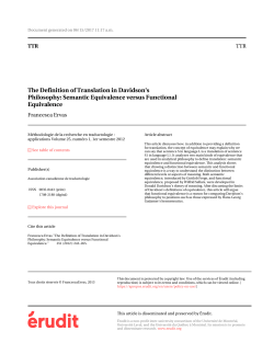 The Definition of Translation in Davidson`s Philosophy