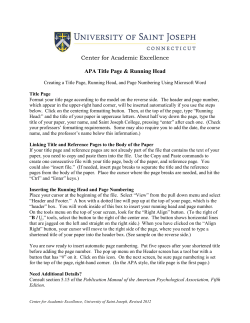 APA Title Page/Running Head - University of Saint Joseph