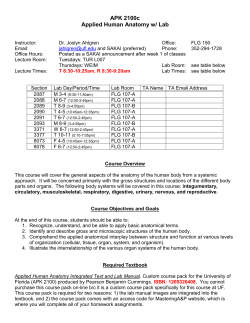 APK 2100 &ndash; Applied Human Anatomy