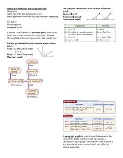 Lesson 2-7: Flowchart and Paragraph Proof Objectives: Write