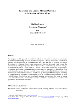 Education and Labour Market Outcomes in Sub