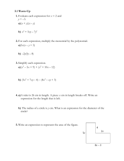 5.1 Warm-Up 1. Evaluate each expression for x = 2 and y = &ndash;3. a) (x