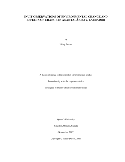 inuit observations of environmental change and effects of change