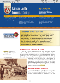 Railroads Lead to Commercial Farming Railroads Lead to
