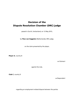 Decision of the Dispute Resolution Chamber (DRC) judge