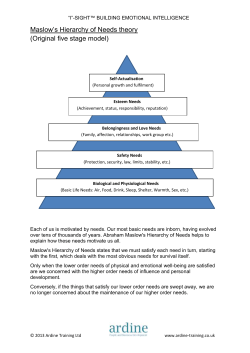 Maslow`s Hierarchy of Needs theory (Original five stage model)
